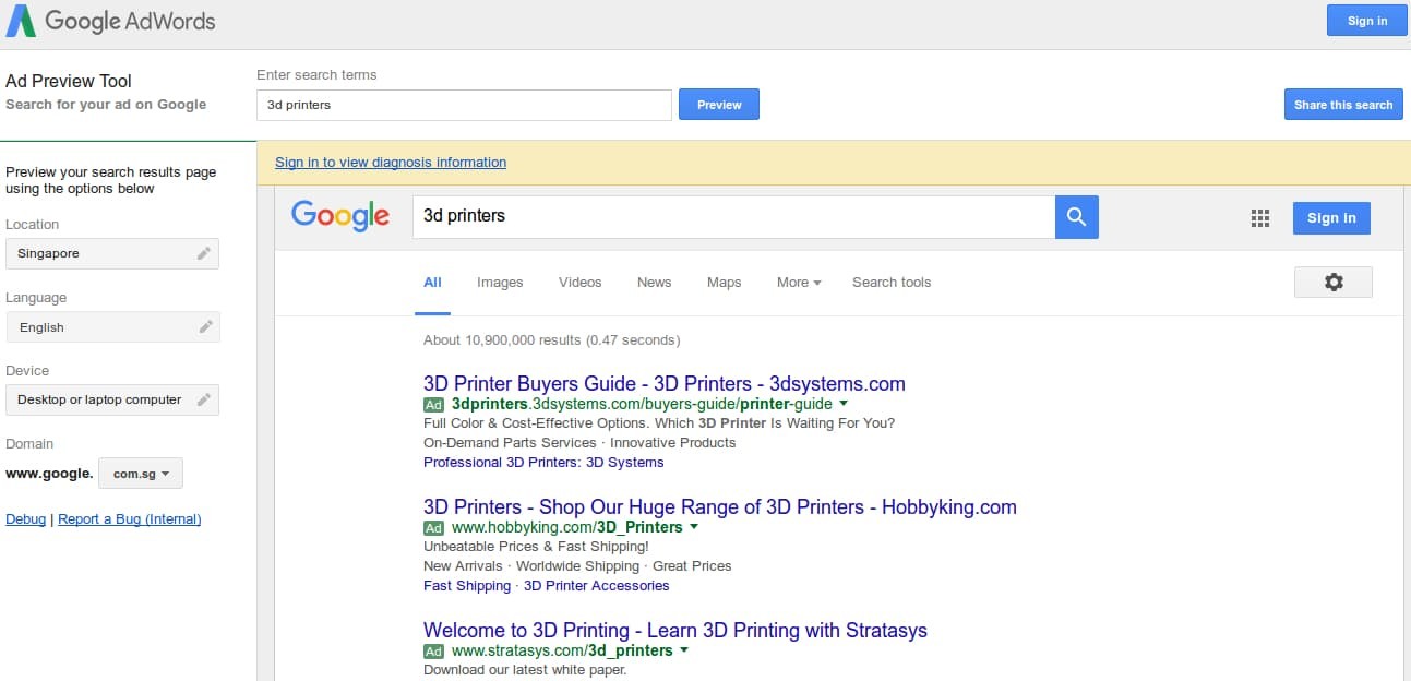 Google Reklam Önizleme ve Teşhis Aracı